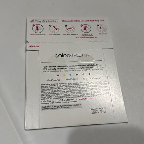 NWT Color Street Retired "Crush Hour" Pink Hearts Glitter Nail Strips - Picture 3 of 4